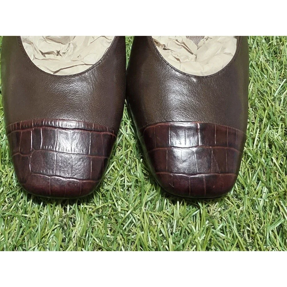 Vintage Easy Spirit ESKASATO Brown Leather Slingback Block Heel Size 6 1/2 NIB - Picture 5 of 16